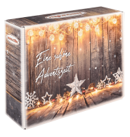 Verpackungsdesign: "Eine schöne Adventszeit" (Weihnachtsbox mit Lichtern & Stern)