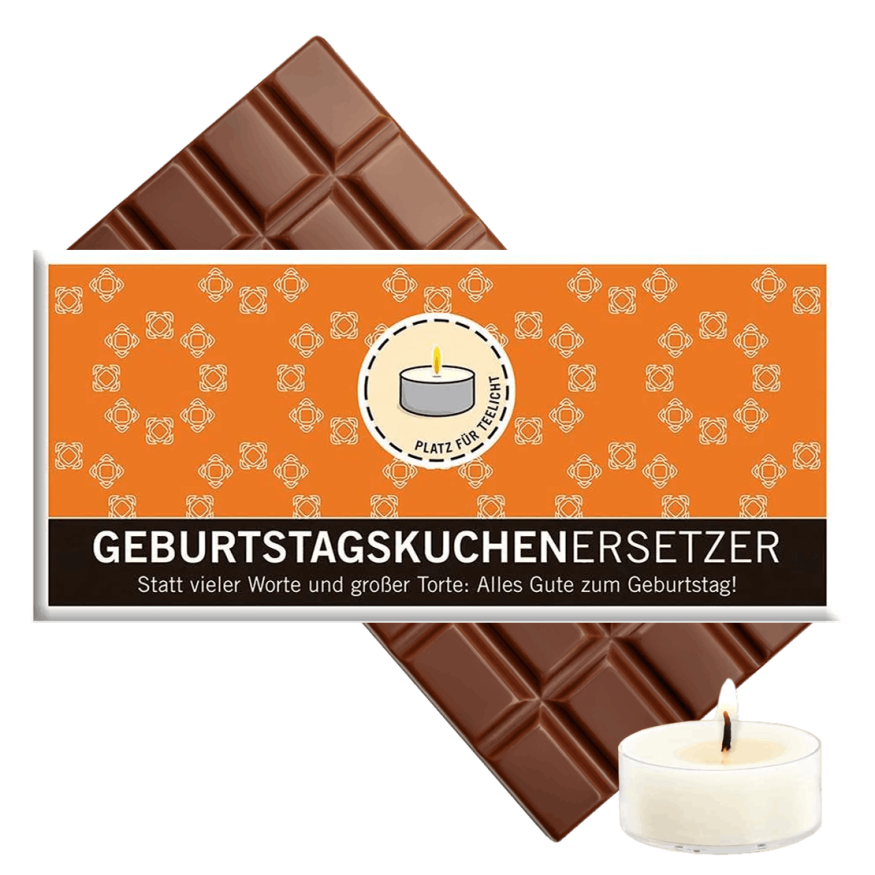 SET Schokolade "Geburtstagskuchenersetzer" (100g) & Teelicht