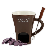 Schokoladen-Fondue-Tasse mit Schokoladenchips