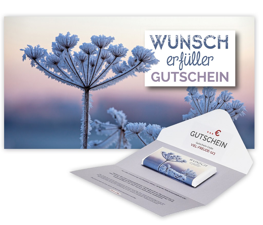 Gutschein-Karte "Wunscherfüller" mit Schokolade