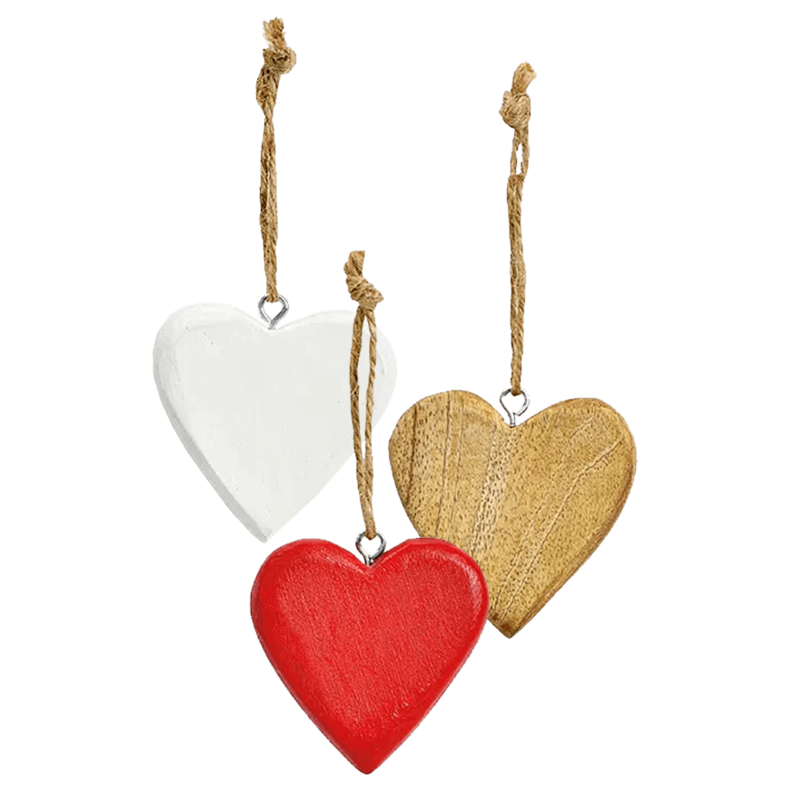 SET: Anhänger "Herz" aus Holz (3 Farben)