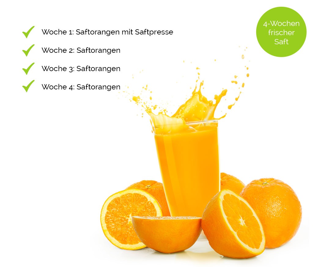 Frisch gepresster Orangensaft im 4-Wochen-Abo | Hansen Obst