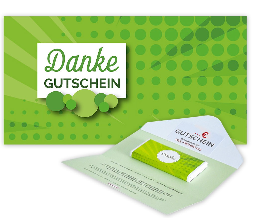 Gutschein-Karte "Danke" mit Schokolade