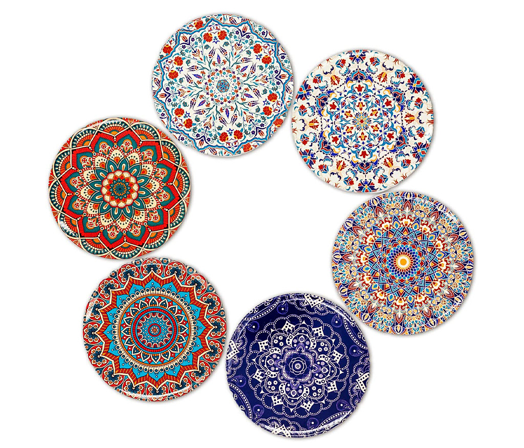 2er-Set Keramik-Untersetzer mit bunten Mandala-Motiven