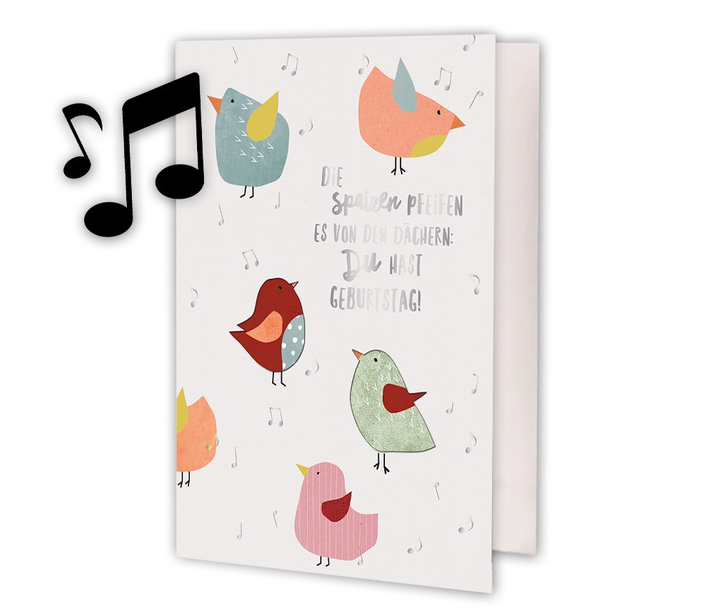 Musik-Grußkarte: Geburtstag (Vögelchen)