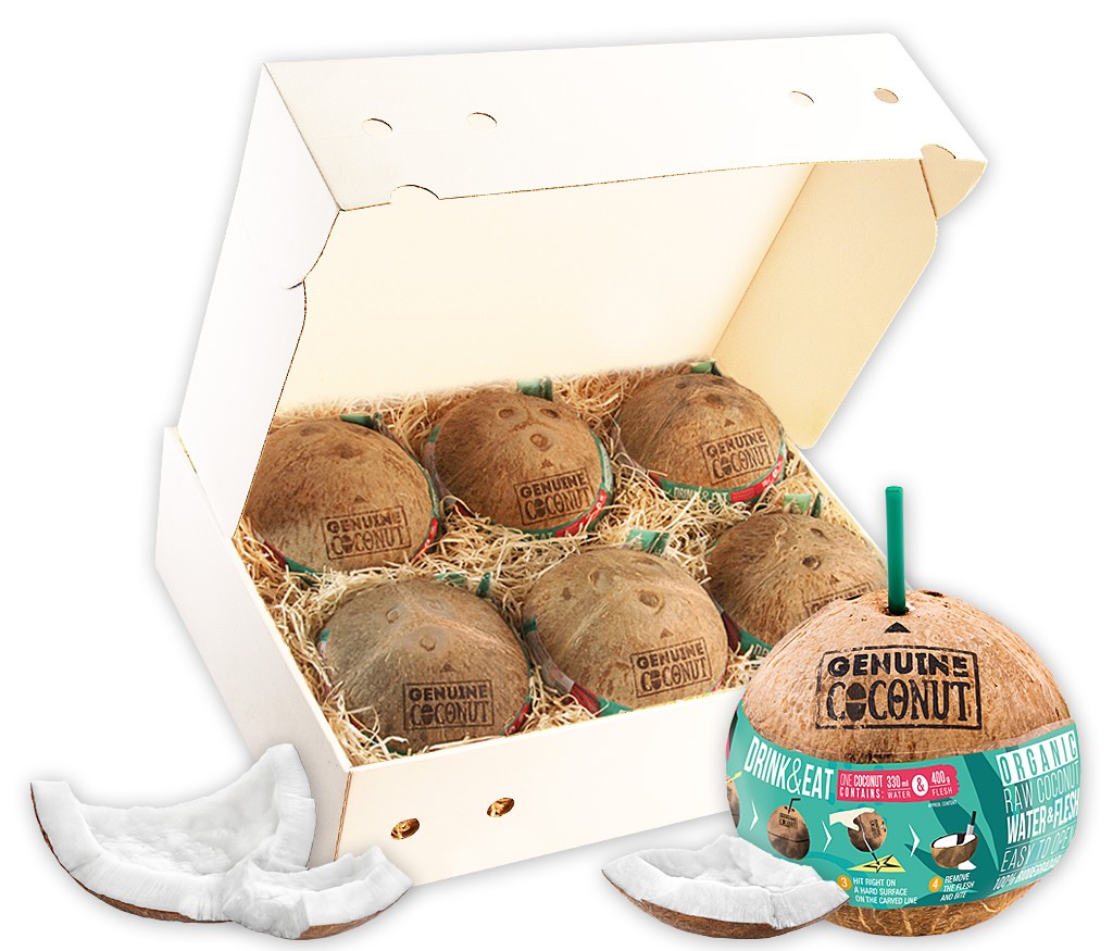 Geschenkbox Kokosnuss Drink & Eat mit BIO Trinkkokosnüssen