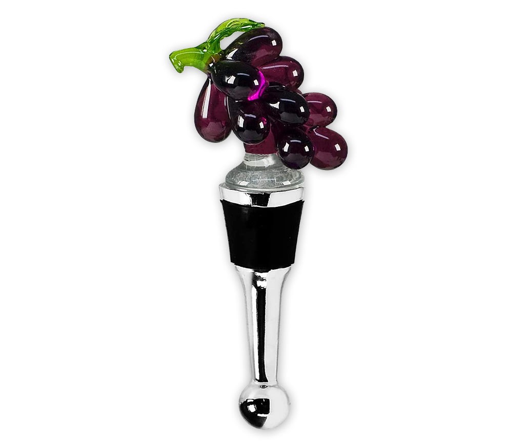 ein handgefertigter Flaschenverschluss mit Herz aus Murano-Glas 