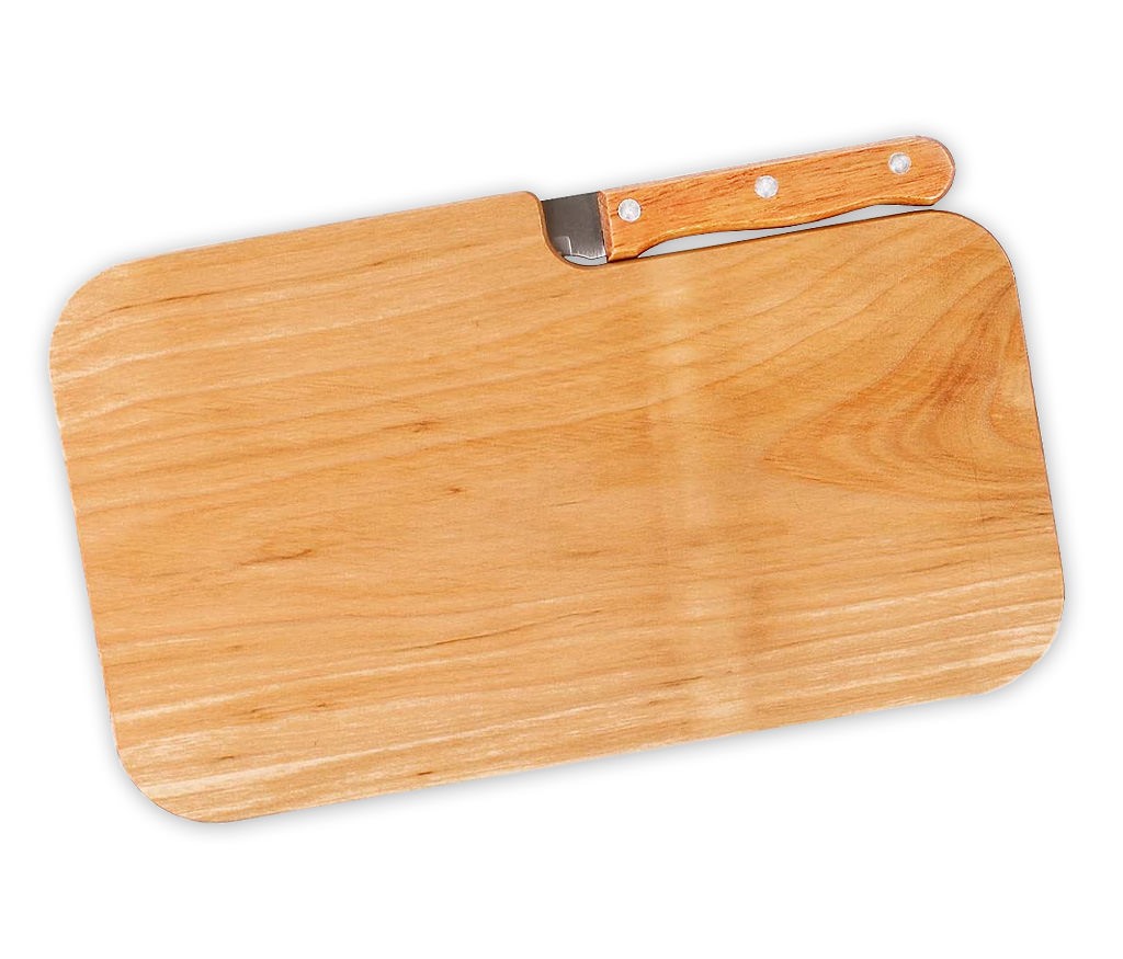 Holzbrettchen mit Messer aus Erlenholz