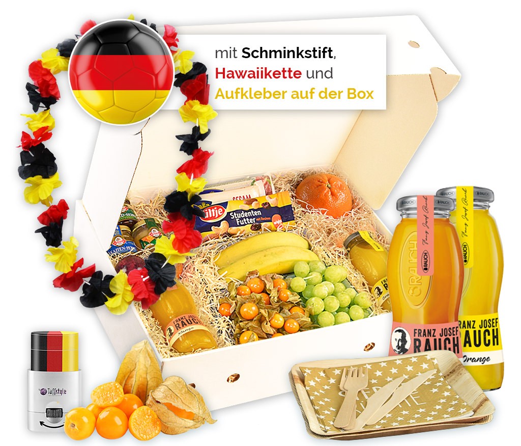 Obstbox Picknick-for-two, Saft, frische Früchte und gesunder Honig für ein Picknick zu Zweit